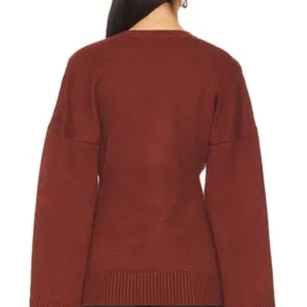 WEWOREWHAT cinched waist cardigan in chestnut Elegant Maroon Button-Up Cardigan - Picture 3 of 9